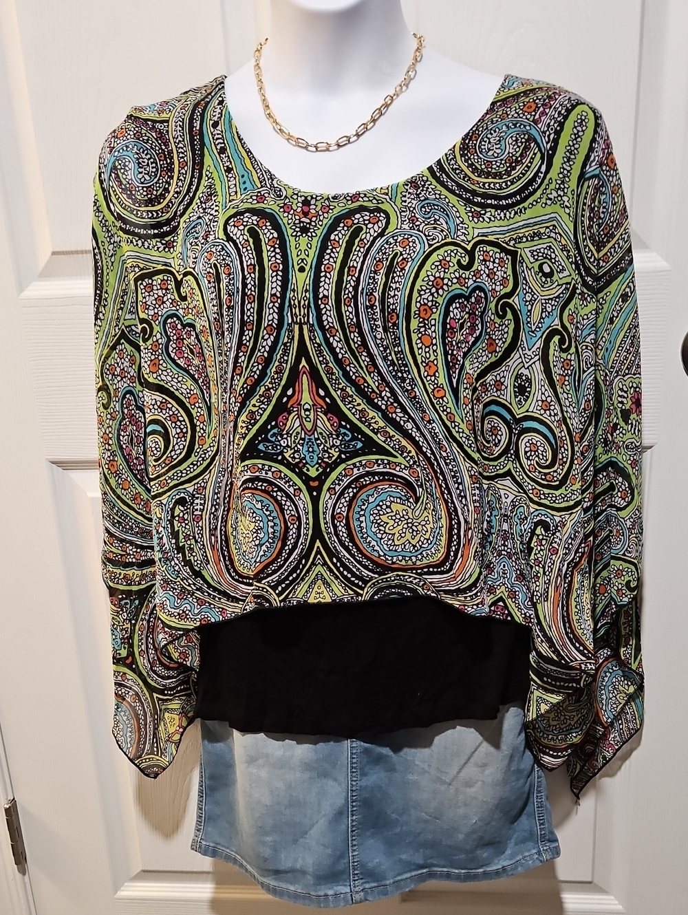 cha cha vente Lime Green Multi Paisley Tunic Top
